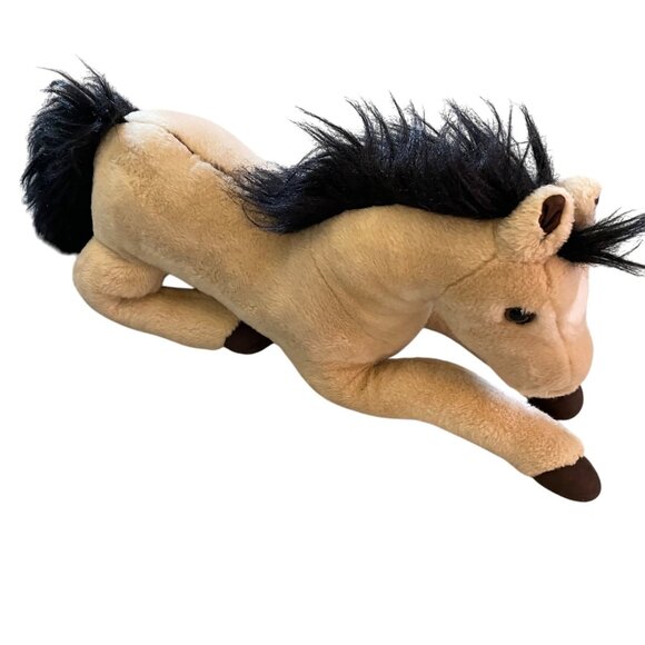 Plush Horse Stuffed Animal Toy With Black Mane &Brown Hooves 20 Inches Long Soft - Picture 3 of 6